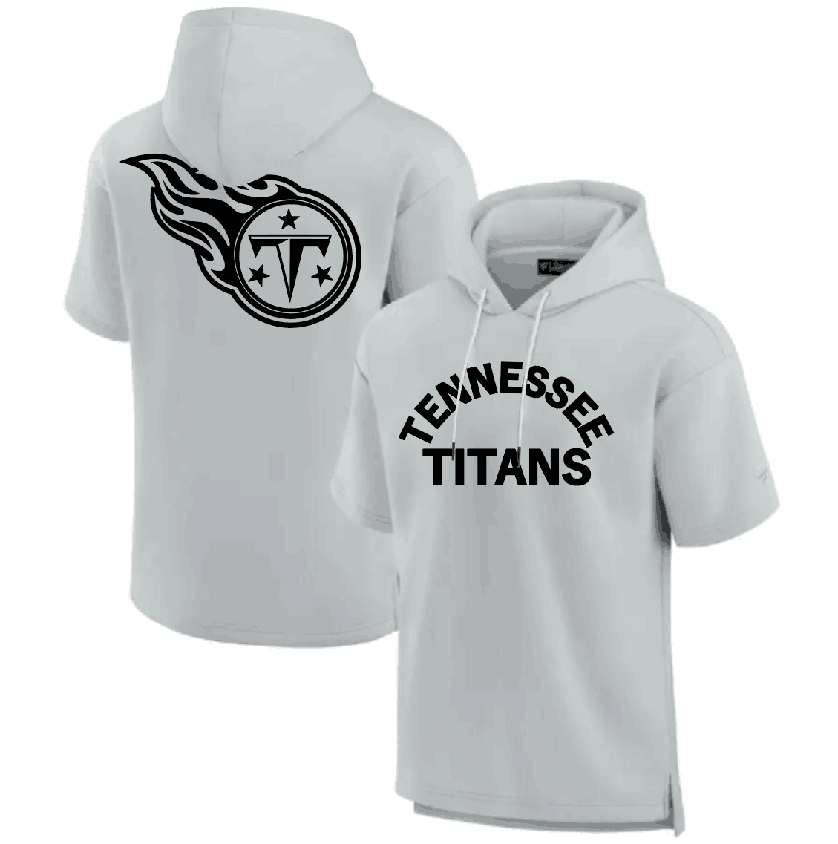 Men's Gray Tennessee Titans Super Soft Fleece Short Sleeve Hoodie